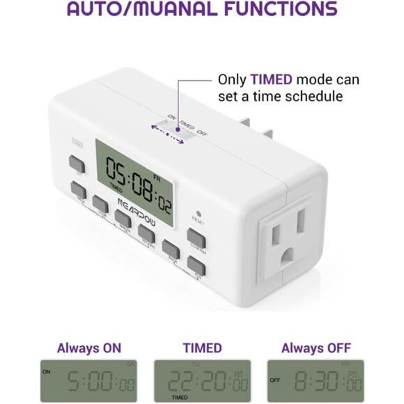 Digital Timer For Lamp With Dual Outlets,Programmable Timer In Door,Outlet Timer - Picture 5 of 7